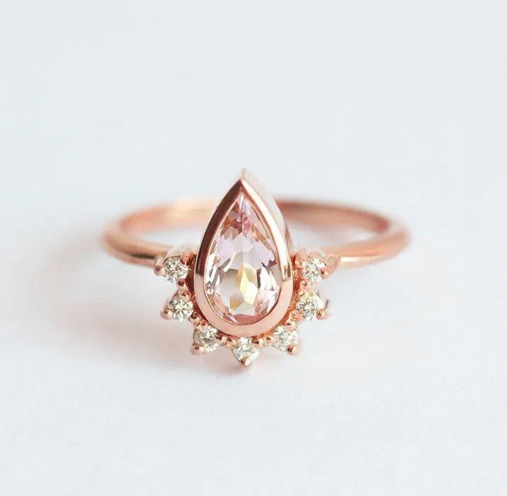 Jannat Pear Sapphire Diamond Ring view 4