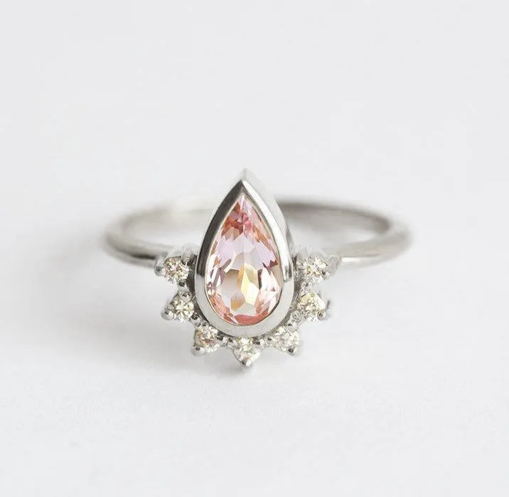 Jannat Pear Sapphire Diamond Ring view 5