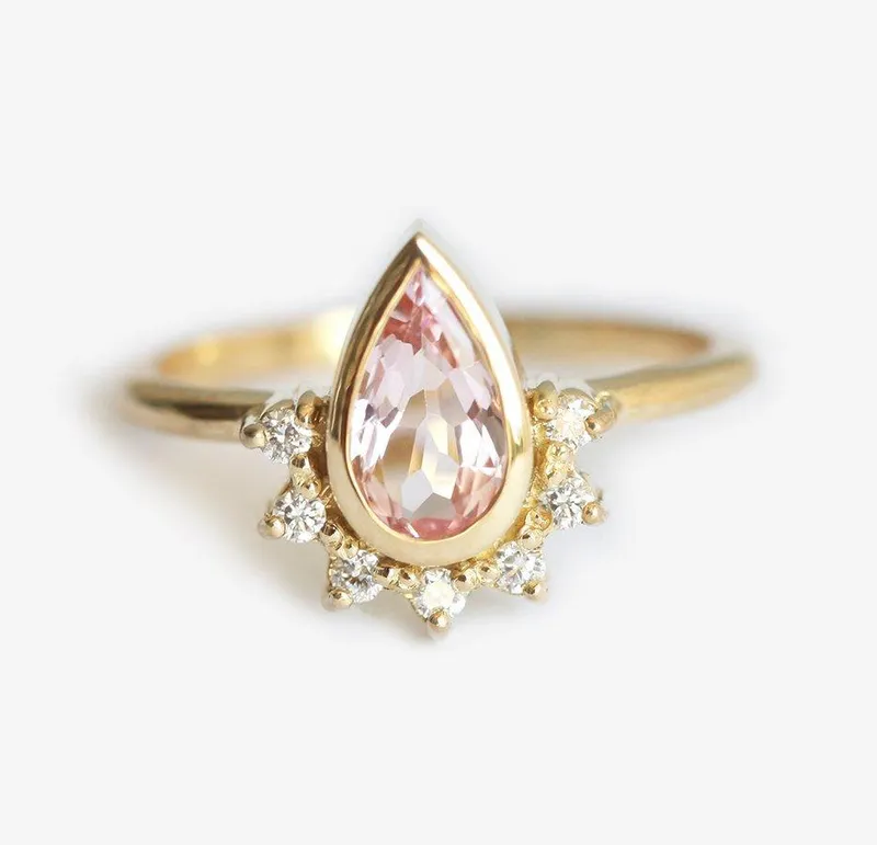 Jannat Pear Sapphire Diamond Ring sapphire pear cut engagement ring