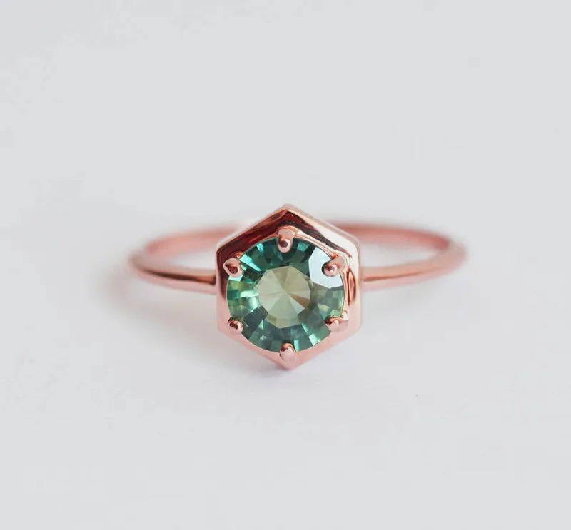 Jayda Teal Blue Sapphire Ring view 11