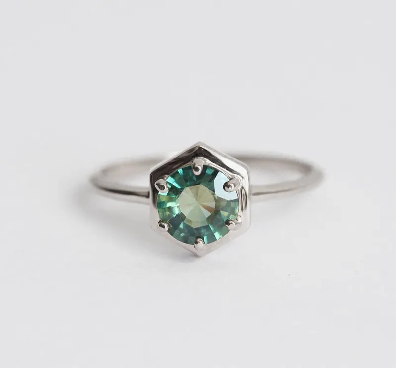 Jayda Teal Blue Sapphire Ring view 12