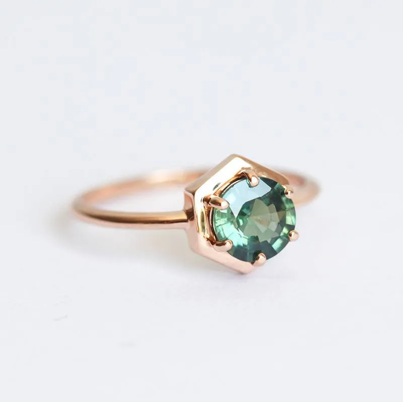 Jayda Teal Blue Sapphire Ring view 2