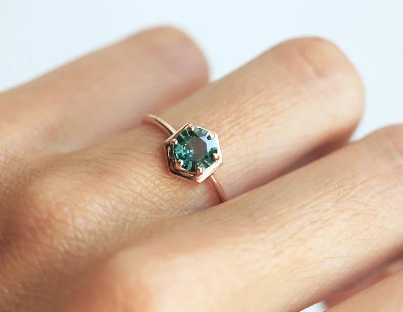 Jayda Teal Blue Sapphire Ring view 3