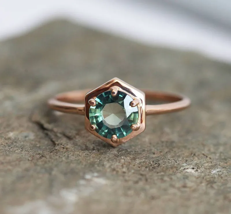 Jayda Teal Blue Sapphire Ring view 4