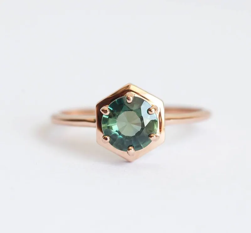 Jayda Teal Blue Sapphire Ring view 5