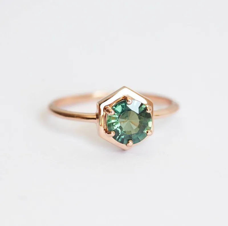 Jayda Teal Blue Sapphire Ring view 6