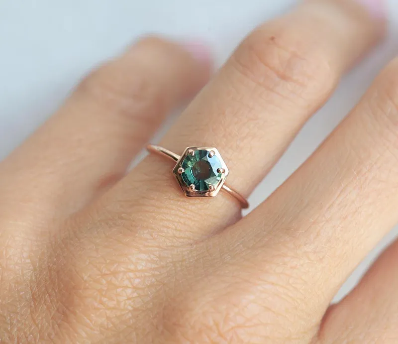 Jayda Teal Blue Sapphire Ring view 7