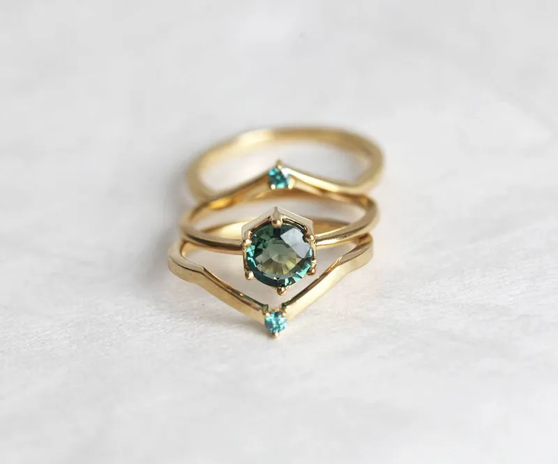 Jayda Teal Blue Sapphire Ring view 8