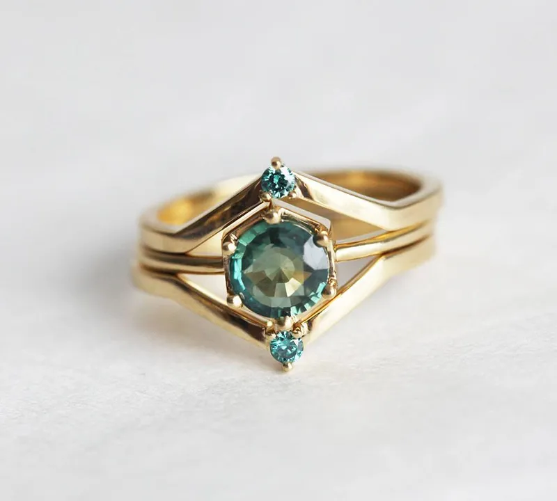 Jayda Teal Blue Sapphire Ring view 9