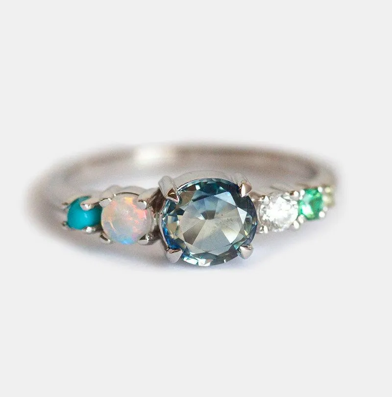Jayden Round Sapphire Cluster Ring view 2