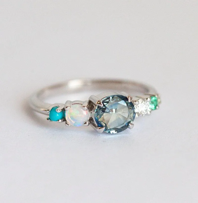 Jayden Round Sapphire Cluster Ring view 3