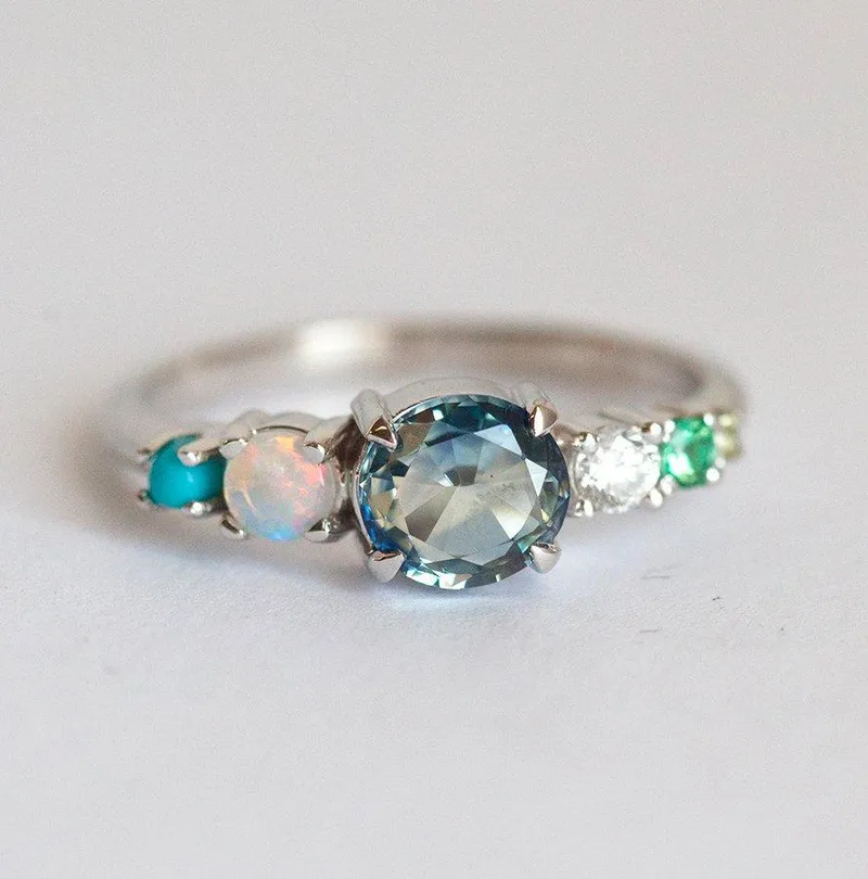 Jayden Round Sapphire Cluster Ring view 4
