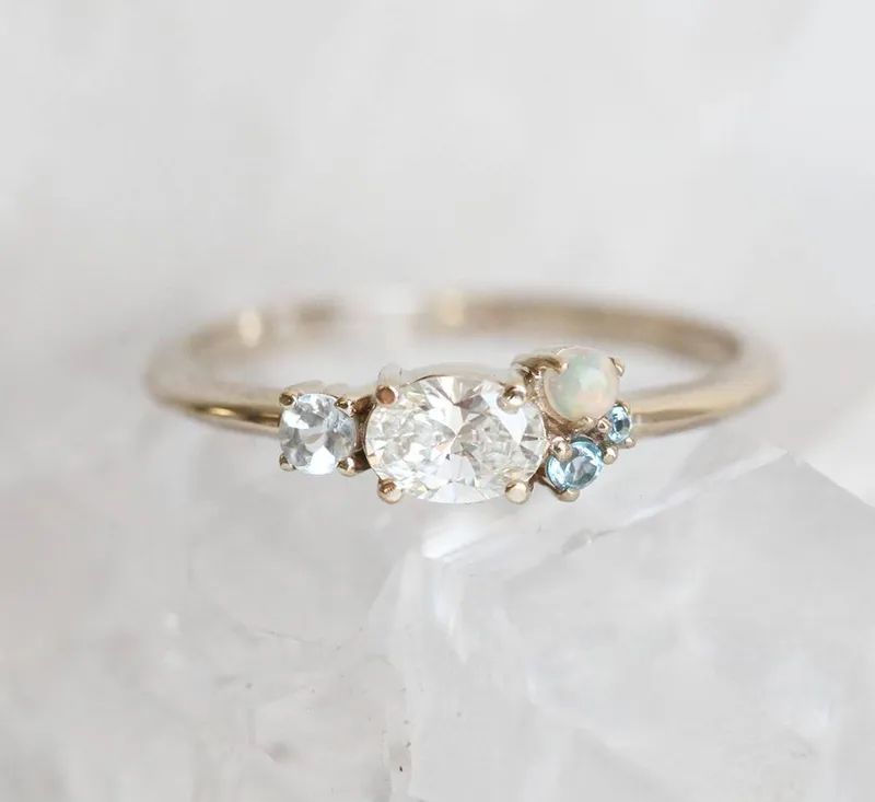 Jaylani Oval Diamond Sapphires Cluster Ring diamond oval cut engagement ring