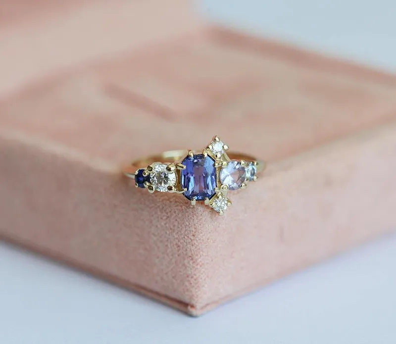 Jaylin Purple Sapphire Cluster Ring vy 10