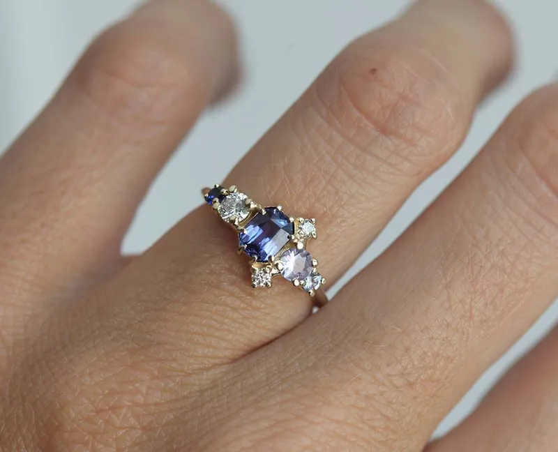 Jaylin Purple Sapphire Cluster Ring vy 11