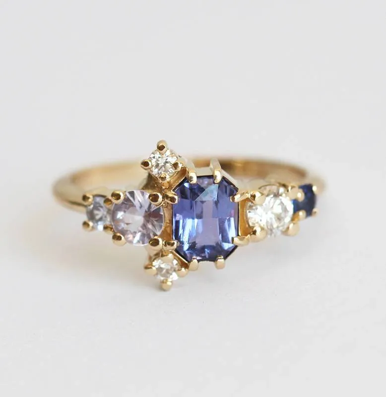 Jaylin Purple Sapphire Cluster Ring vy 12