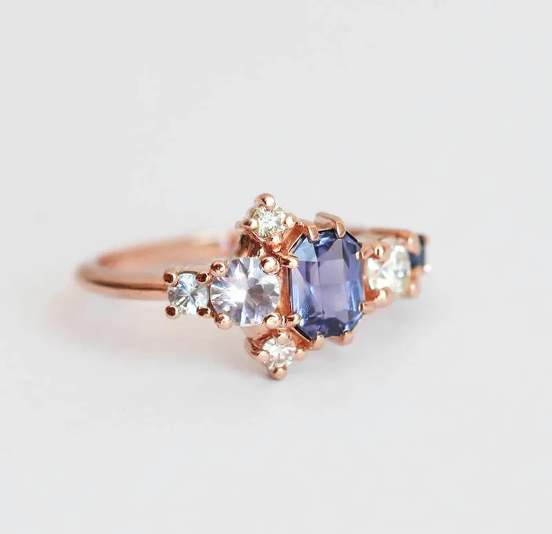 Jaylin Purple Sapphire Cluster Ring vy 13