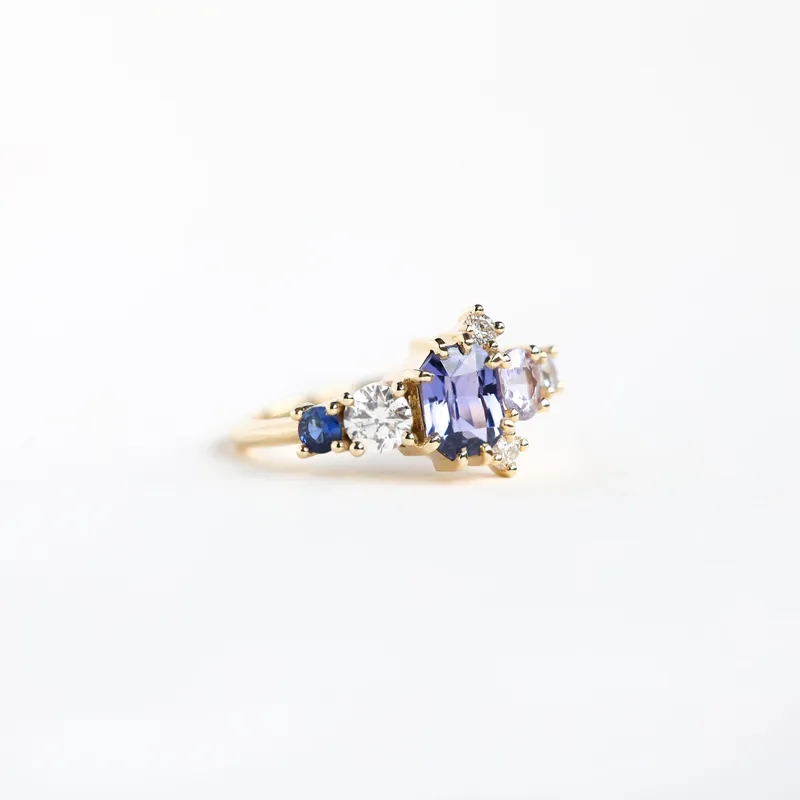 Jaylin Purple Sapphire Cluster Ring vy 3