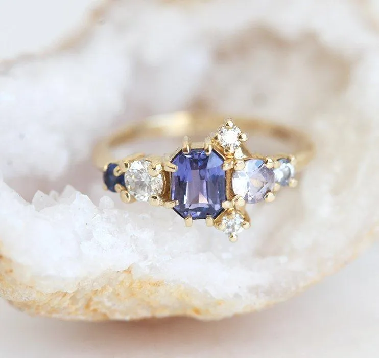 Jaylin Purple Sapphire Cluster Ring vy 4