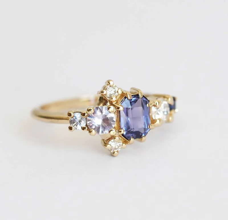 Jaylin Purple Sapphire Cluster Ring vy 6