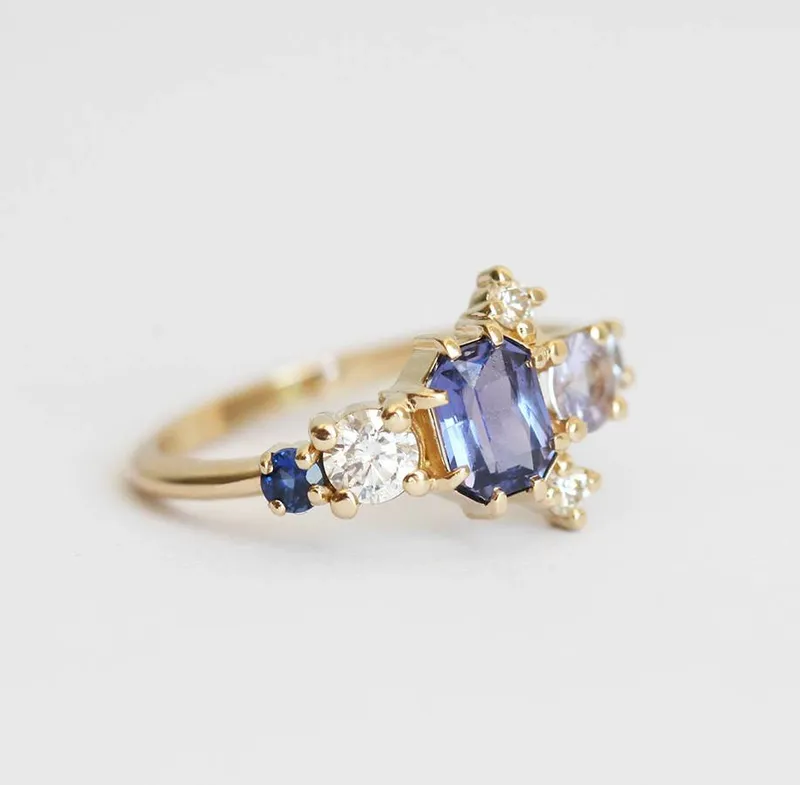 Jaylin Purple Sapphire Cluster Ring vy 7