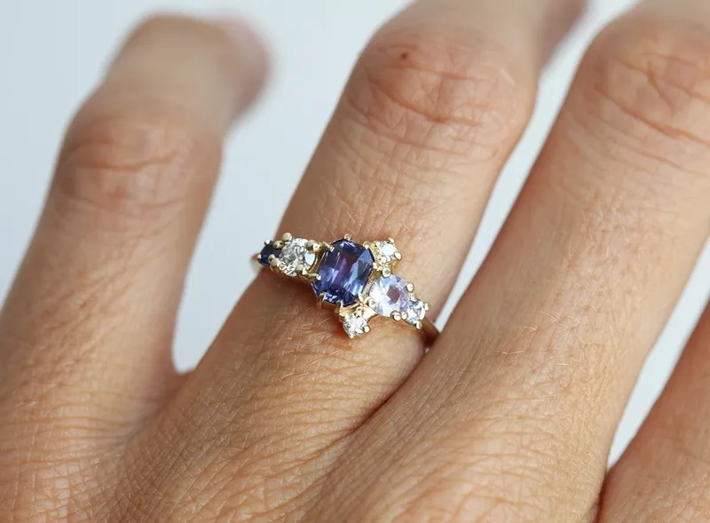 Jaylin Purple Sapphire Cluster Ring vy 8