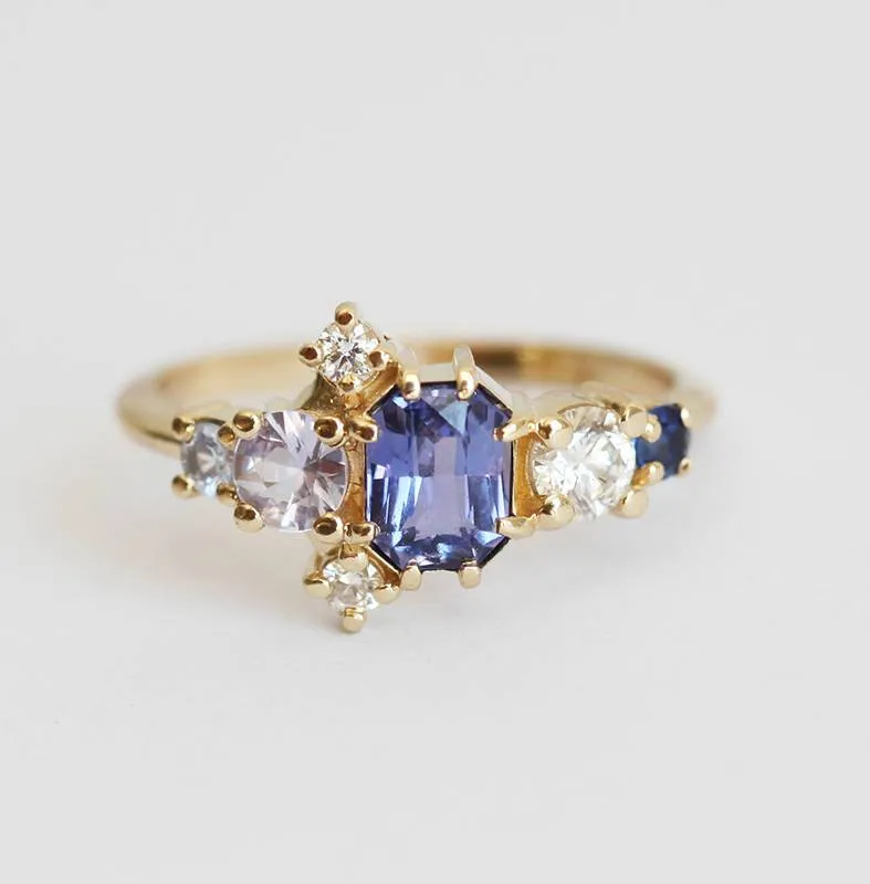 Jaylin Purple Sapphire Cluster Ring vy 9