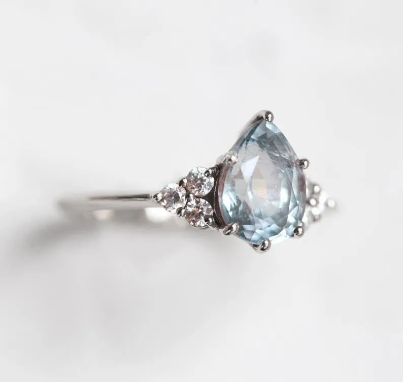 Jeanie Pear Sapphire Diamonds Ring view 11