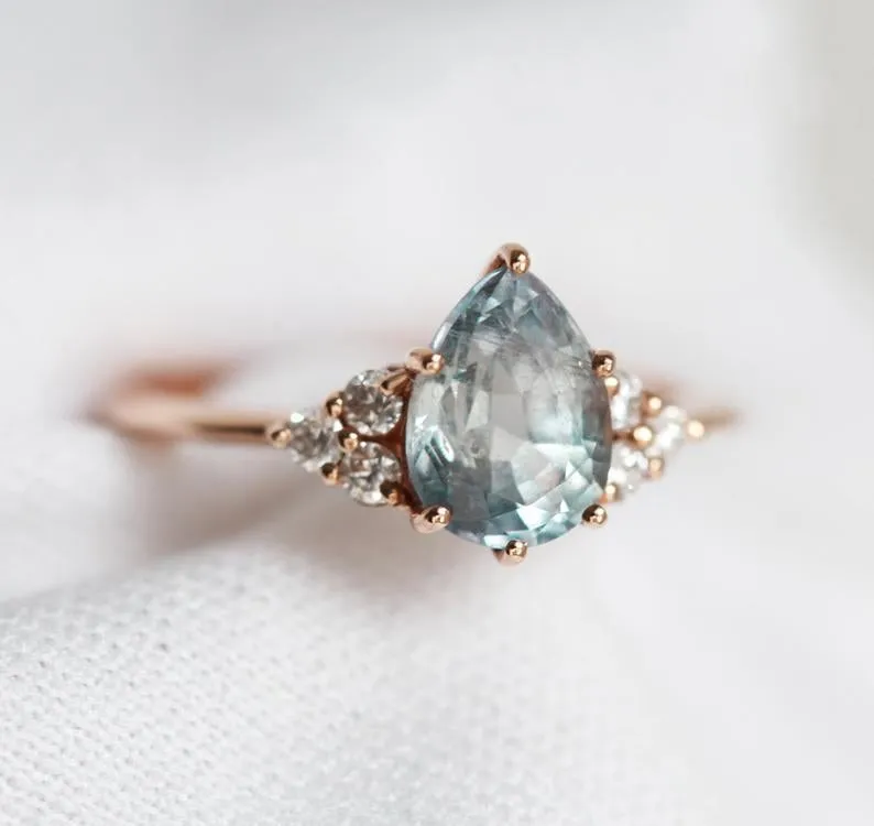 Jeanie Pear Sapphire Diamonds Ring view 5
