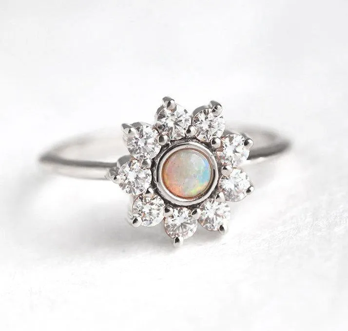 Jenny Round Opal Flower Ring view 10