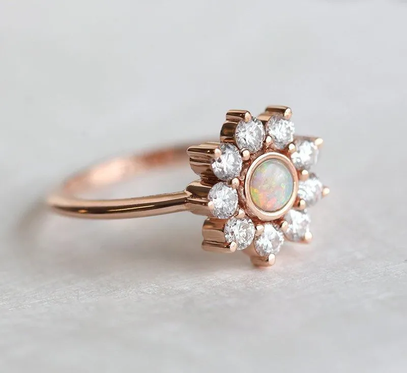 Jenny Round Opal Flower Ring view 2