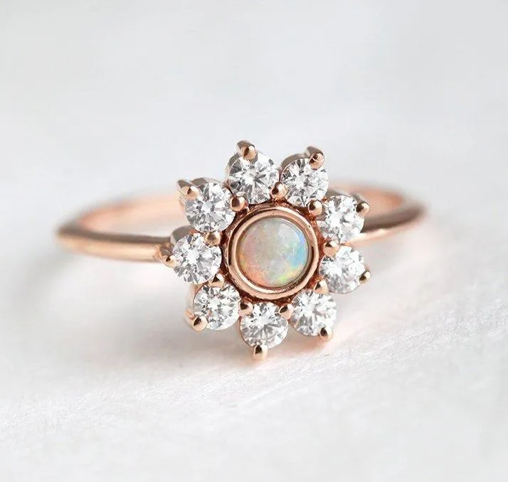 Jenny Round Opal Flower Ring view 3