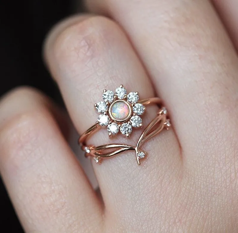 Jenny Round Opal Flower Ring view 4