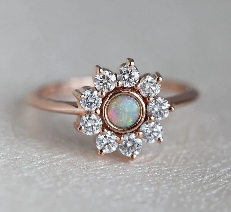 Jenny Round Opal Flower Ring view 5
