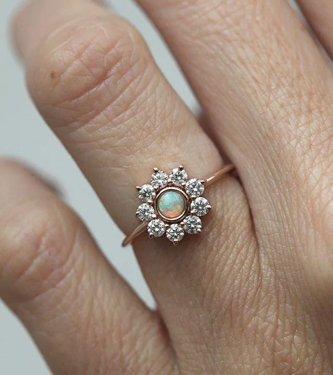 Jenny Round Opal Flower Ring view 6