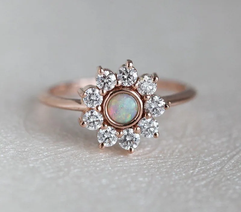 Jenny Round Opal Flower Ring view 7