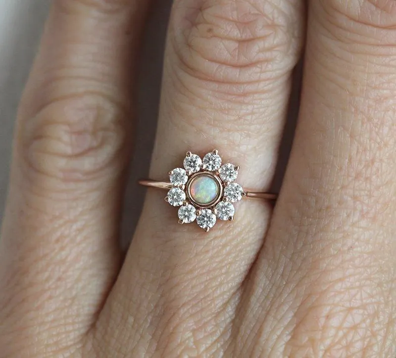 Jenny Round Opal Flower Ring view 8