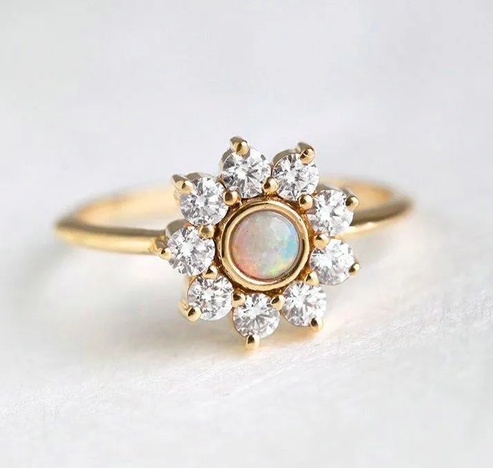 Jenny Round Opal Flower Ring view 9