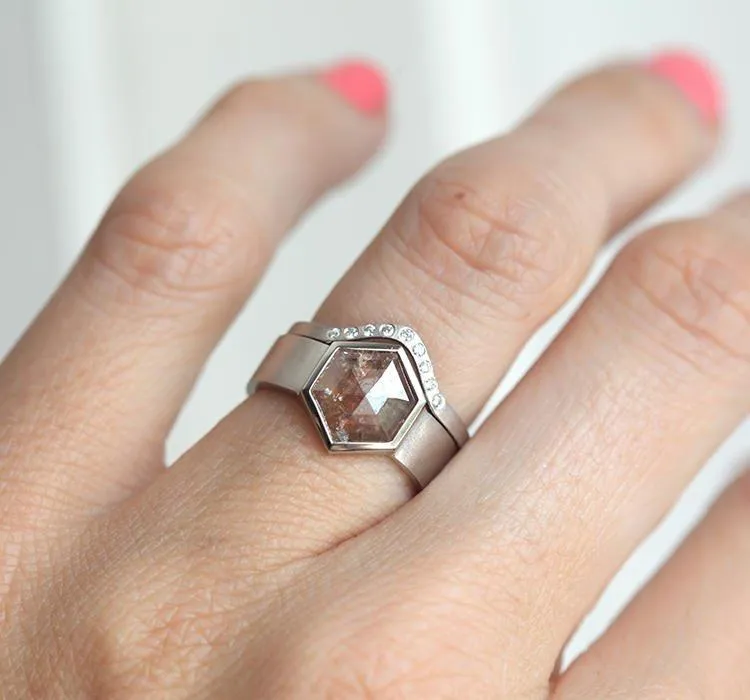 Jessica Greyish Red Diamond Ring Set view 3
