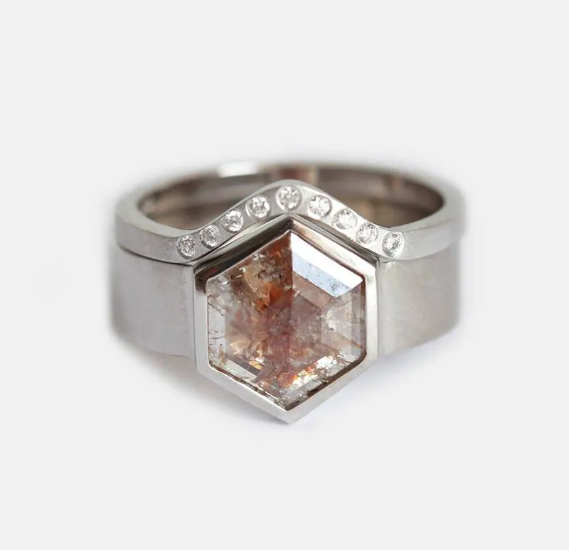 Jessica Greyish Red Diamond Ring Set diamond engagement ring