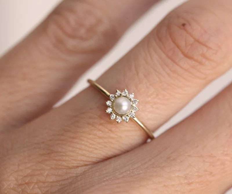 JESSIE WHITE PEARL RING view 5