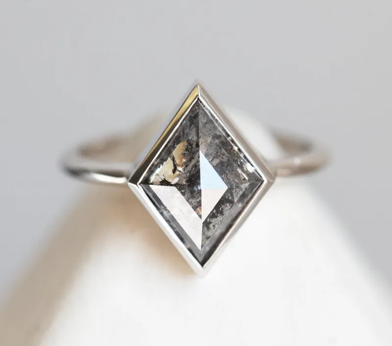 Jocelyn Salt & Pepper Kite Diamond Ring Set view 3