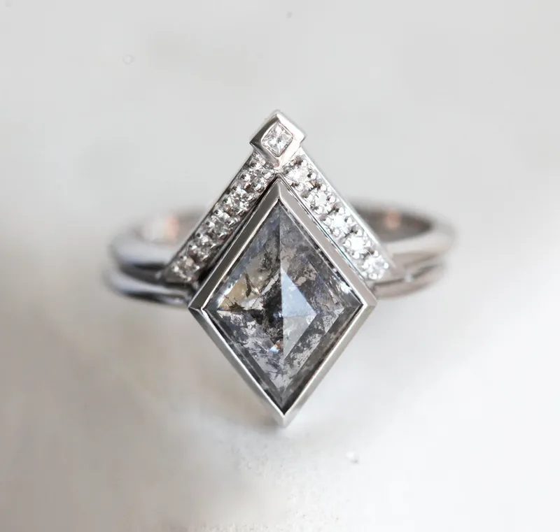 Jocelyn Salt & Pepper Kite Diamond Ring Set view 4