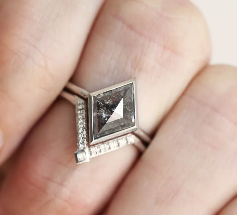 Jocelyn Salt & Pepper Kite Diamond Ring Set view 5