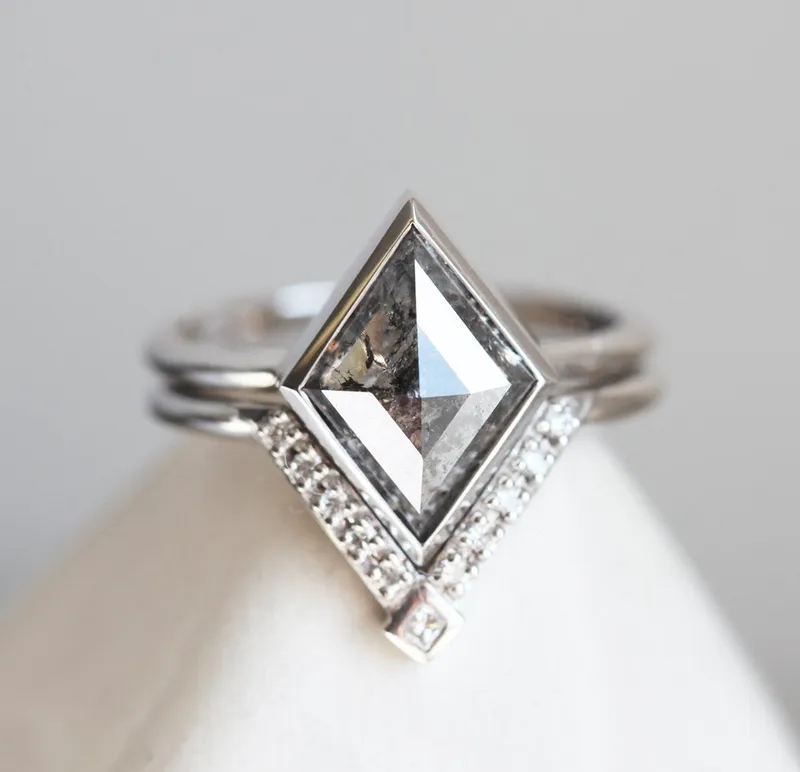 Jocelyn Salt & Pepper Kite Diamond Ring Set diamond engagement ring