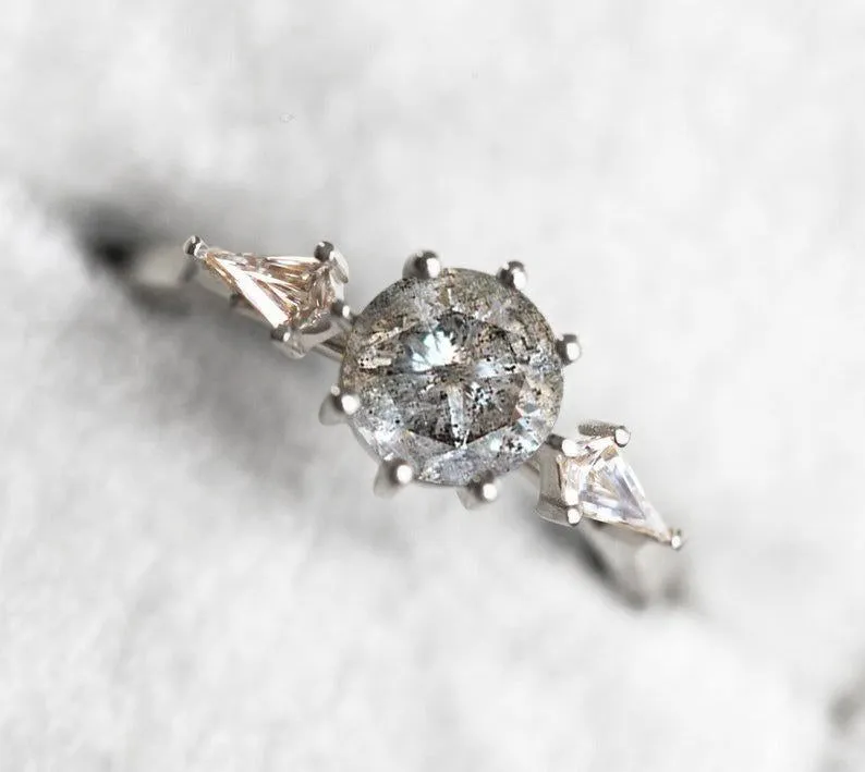 JOLIE ROUND SALT & PEPPER DIAMOND RING view 11