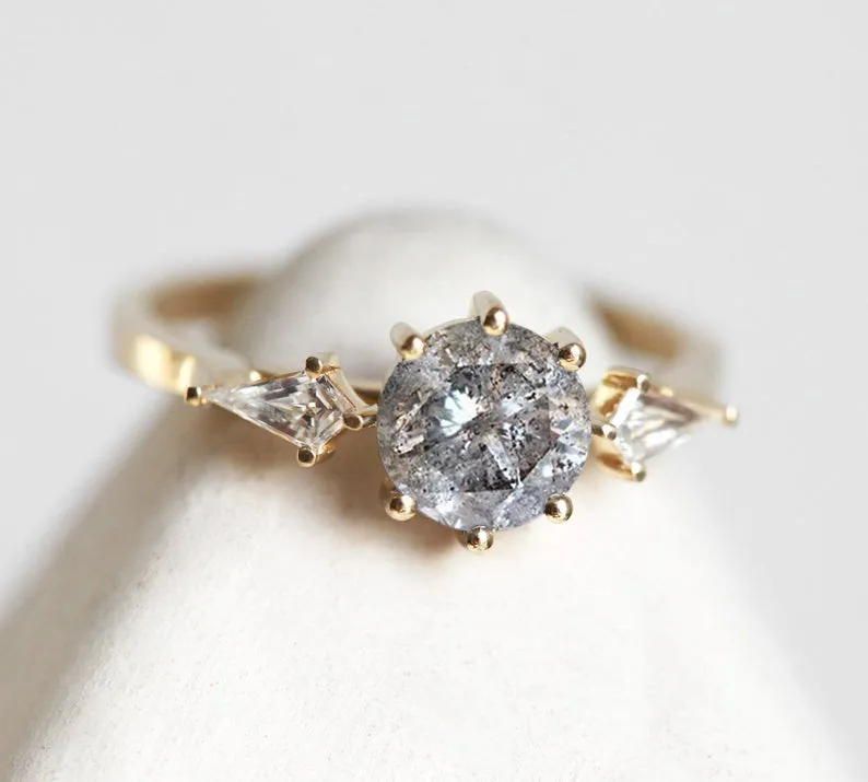 JOLIE ROUND SALT & PEPPER DIAMOND RING view 4
