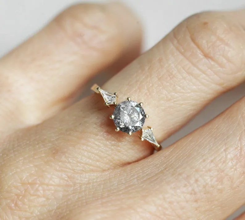 JOLIE ROUND SALT & PEPPER DIAMOND RING view 5