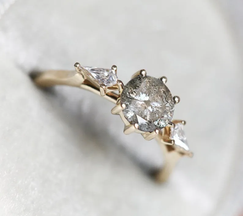 JOLIE ROUND SALT & PEPPER DIAMOND RING view 6