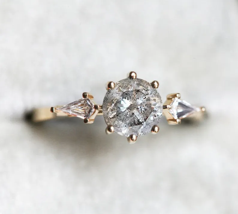 JOLIE ROUND SALT & PEPPER DIAMOND RING view 7